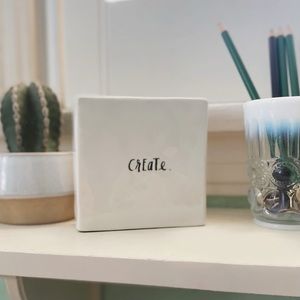 Rae Dunn “CREATE” Ceramic Paperweight Block